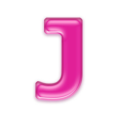 3d Uppercase font J covered in pink texture - Capital 3d character