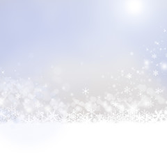 Hintergrund mit Schneeflocken und Lichtern