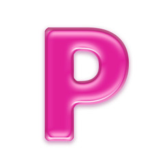 Upper-case transparent pink character P - Capital 3d font