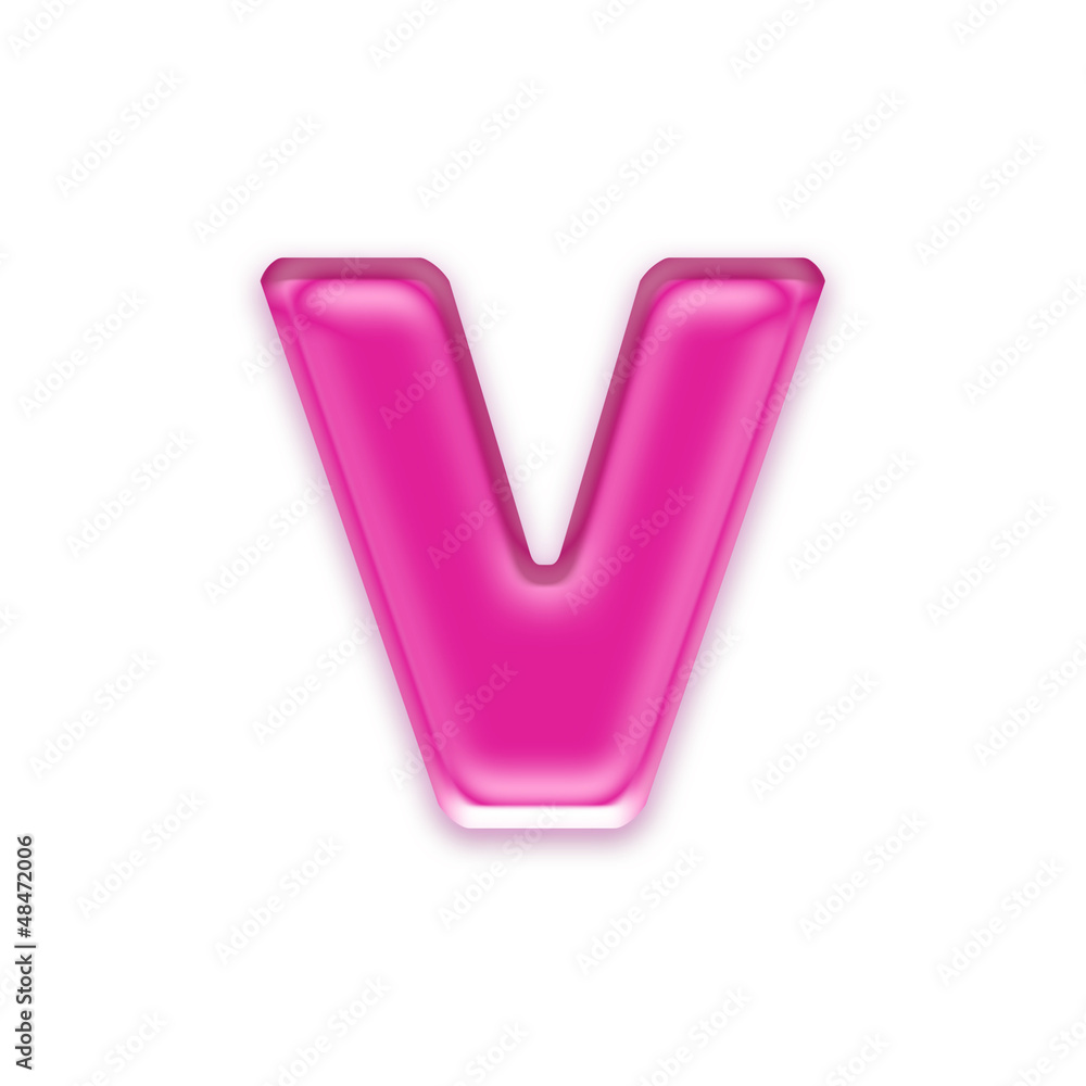 Wall mural pink jelly letter isolated on white background - v