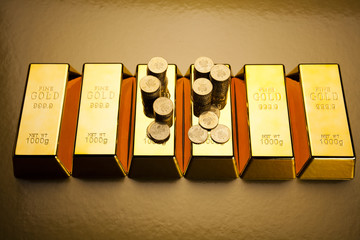 Gold bars and coins 