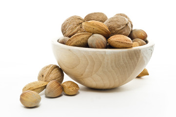 basket nuts isolated in white background