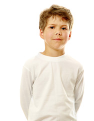 A portrait of a little boy, isolated on white