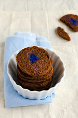 Chocolate biscuits with blue sugar