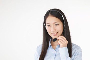 ヘッドセットの女性