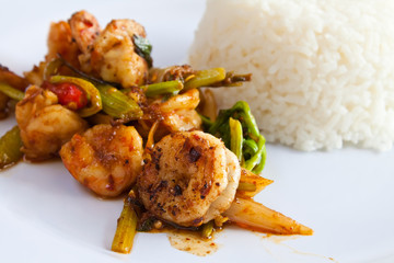 stir-fried prawn curry with rice