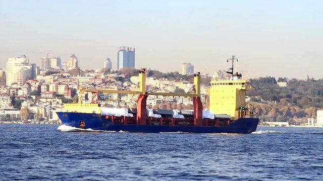 Bulk carrier ship moving into Bosporus Sea