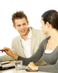 Business people working, closeup