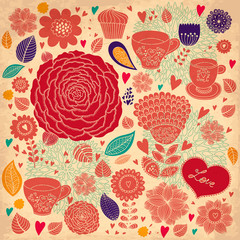Vector Flower romantic greeting card