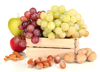 Grape with nuts isolated on white