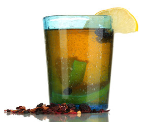 Tea with lemon isolated on white