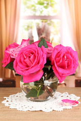 Beautiful pink roses in vase