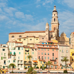 View of old town in Menton, Cote D'Azur, France