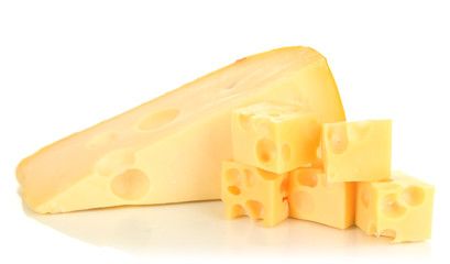 Cut cheese isolated on white