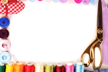 Sewing accessories and fabric close-up