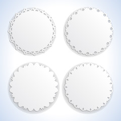 Set of four round paper labels. eps10