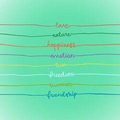 Illustration with words in stripes