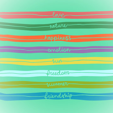 Illustration with words in stripes
