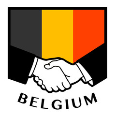Belgium flag and business handshake, vector illustration