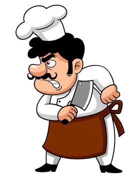 illustration of Cartoon Chef angry