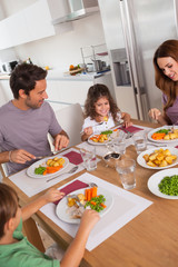 Obraz na płótnie Canvas Rodzina jedzenie zdrowe obiad