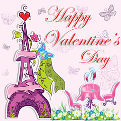 cute french valentine's day background