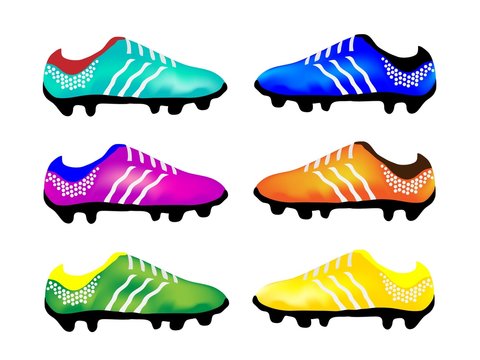 The Multicolor Illustration of Sport Football Boots