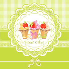 Vintage card with cupcakes