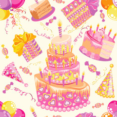 Happy birthday seamless background pattern.