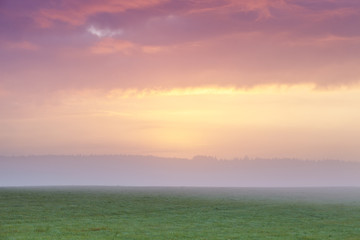 colorful magical foggy morning