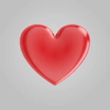 Beautiful Glossy Heart On Grey Background For Valentines Day