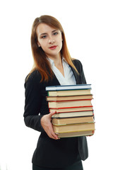 college student girl holding books