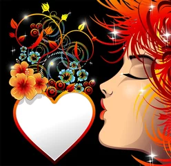 Deurstickers Be my Valentine Love Heart-decoratief hart met Kiss-Vector © BluedarkArt