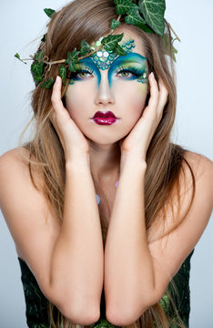 Beautiful Creative Fashion Makeup.Dryad.Mermaid