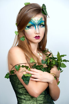 Beautiful Creative Fashion Makeup.Dryad.Mermaid