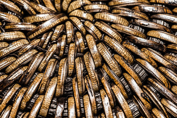 Detail of interlaced rattan fibers in macro