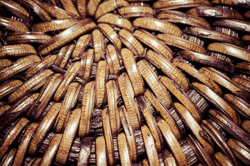Detail of interlaced rattan fibers in macro
