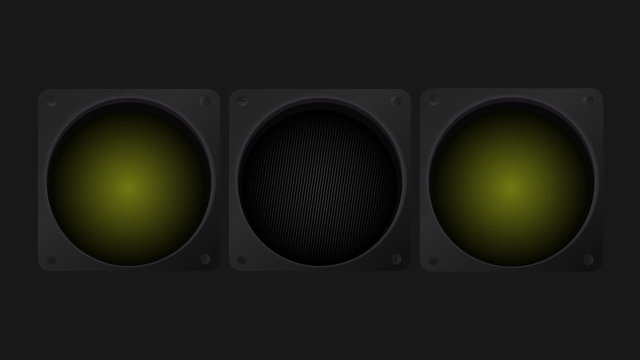 Animated traffic lights. Red, yellow and green blinking lights.
