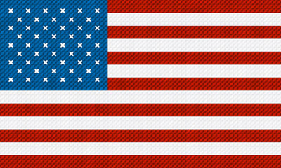 American flag background made with embroidery cross-stitch.