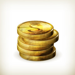 Stack of coins, old-style isolated