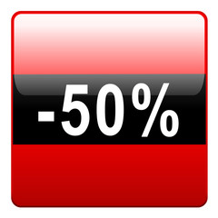 Bouton rouge noir réductions 50%