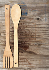different kitchen wooden utensils