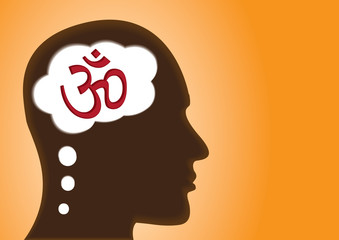Thinking Head - Religious Person, Aum, om, hindu or meditation