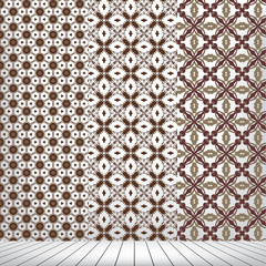 White room with set seamless and wooden floor