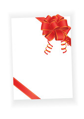 red bow on blank paper sheet