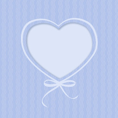 Greeting card with hearts and ribbon bow on blue background. Ill