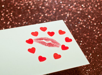 Valentine's card with a kiss