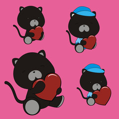 panther valentine heart set