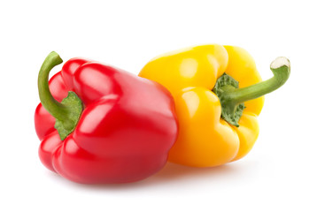 fresh pepper vegetables isolated on white background