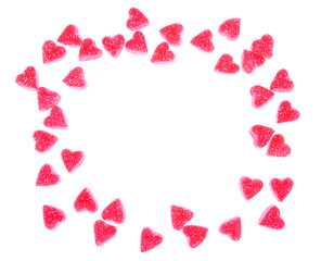 heart shape candy on white
